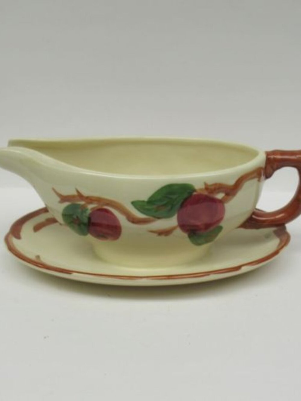 Franciscan China APPLE Gravy or Sauce Boat with Attached Under Plate, U.S.A.